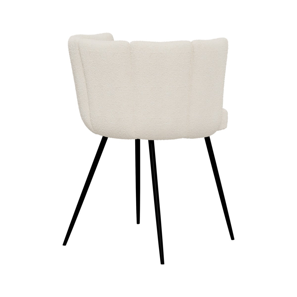 sedia cosette in tessuto bouclé beige con gambe in metallo