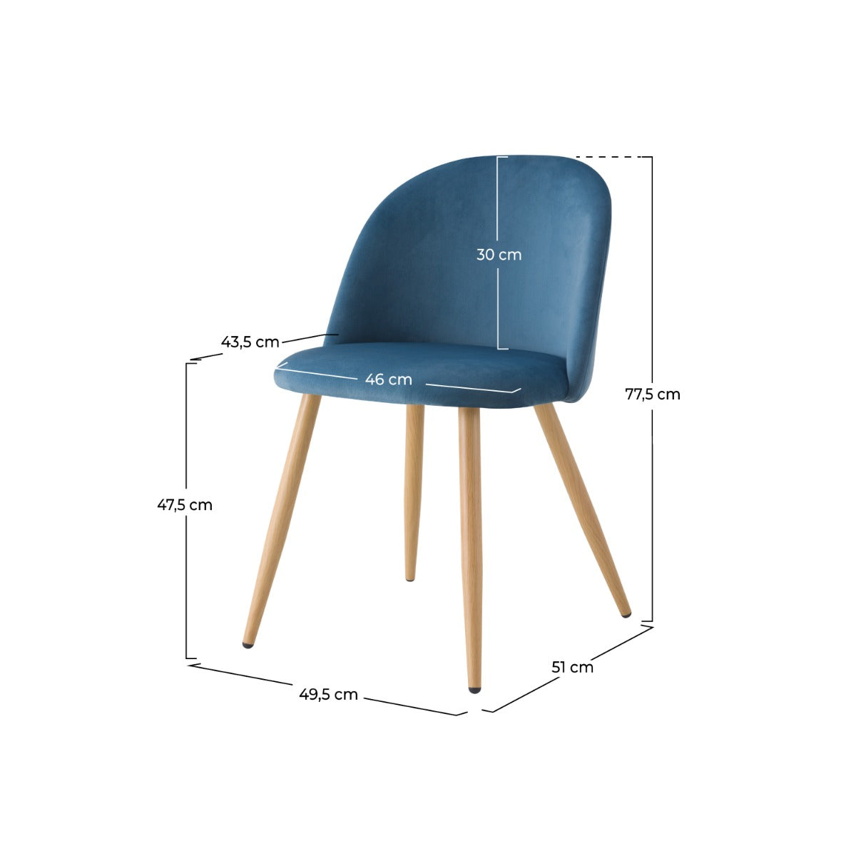 chaise cosy en velours bleu lot de 2