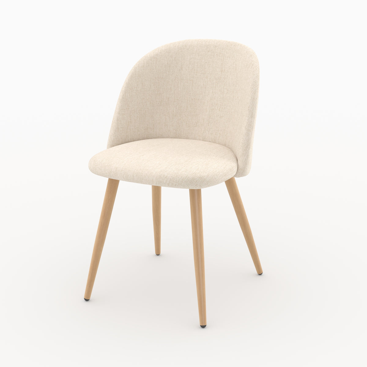 Chaise Cozy scandinave en tissu beige et pieds effet bois, vue de trois quarts - Maison Pavane