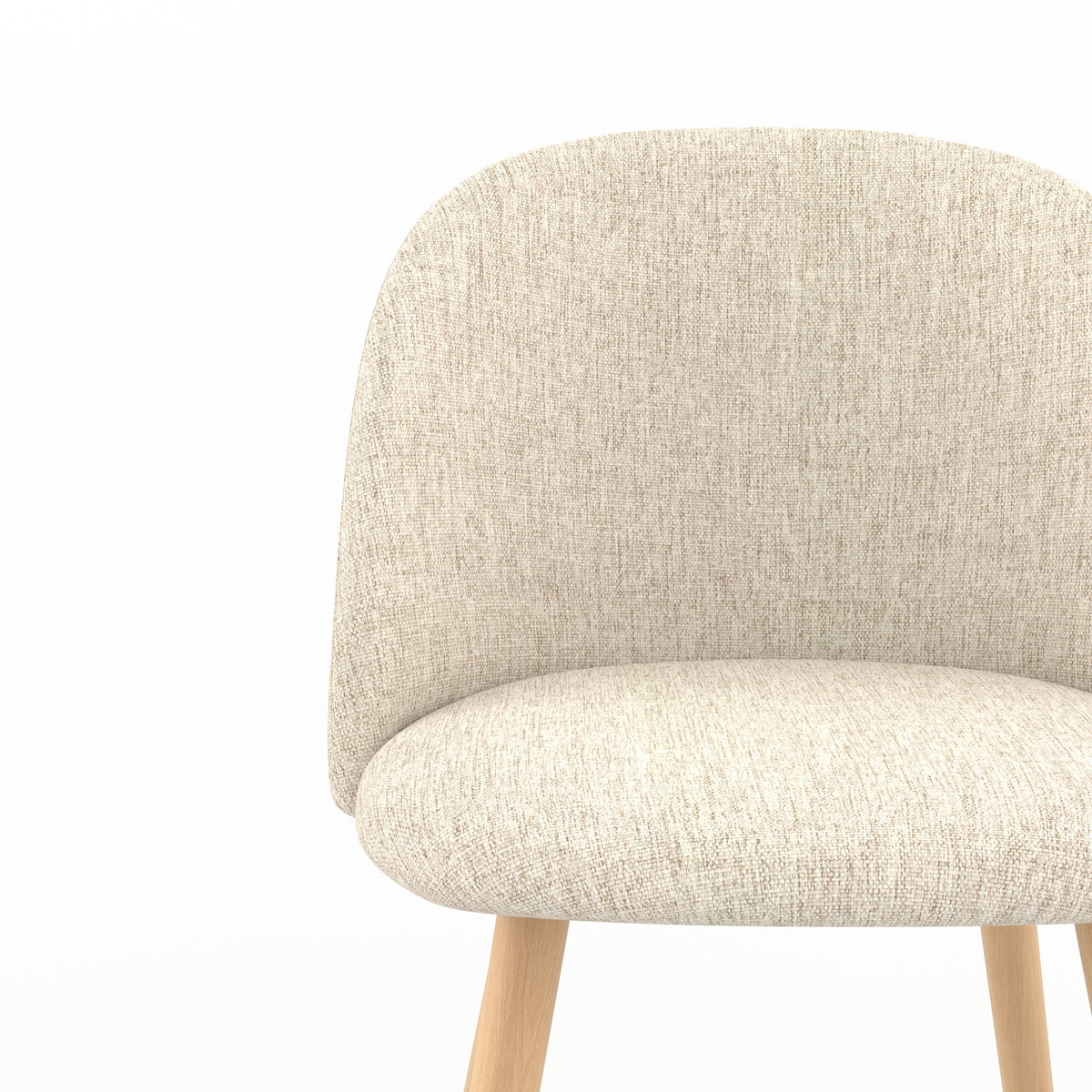 Détail de l'assise et du dossier en tissu greige de la chaise Cozy - Maison Pavane