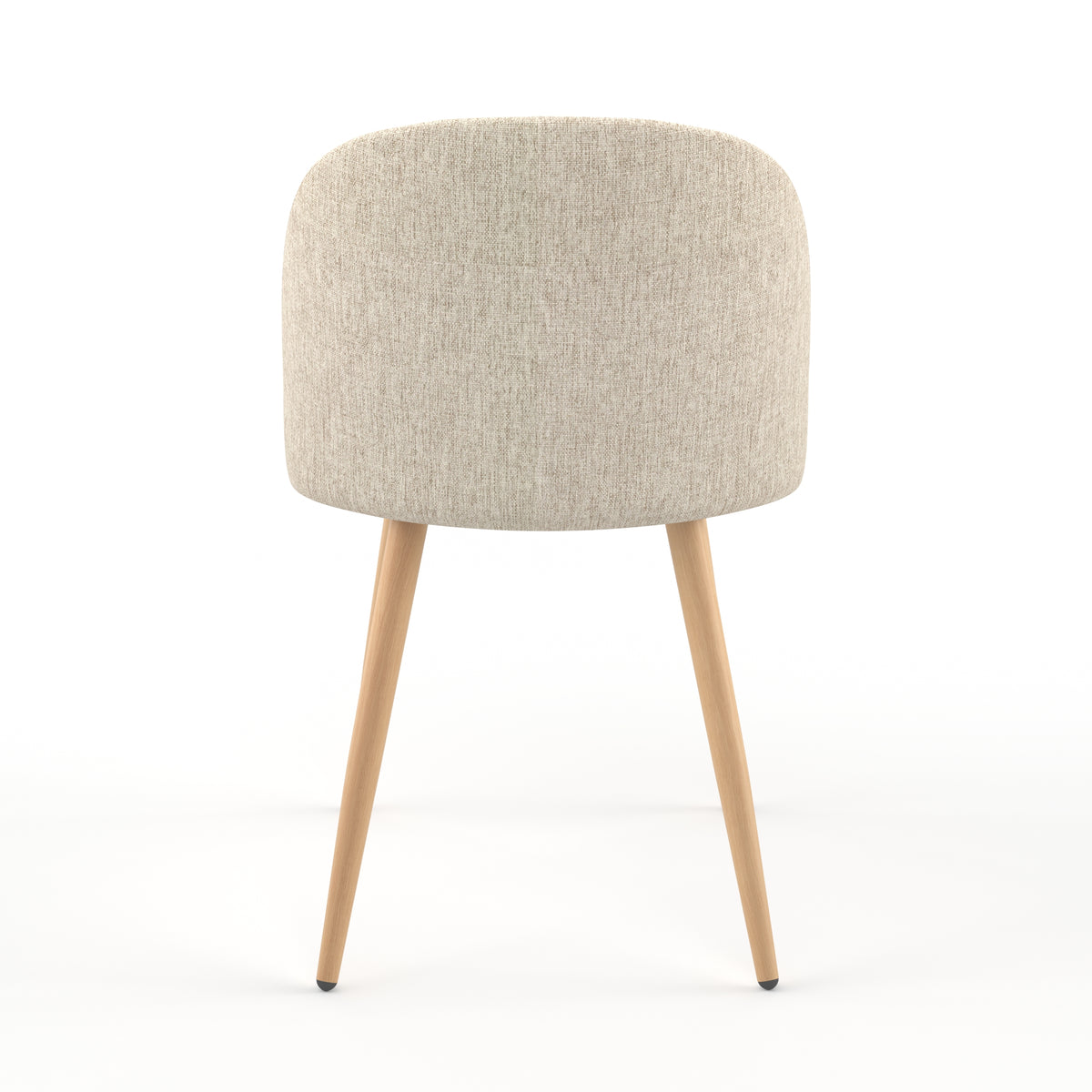 Chaise Cozy en tissu greige et pieds en métal imitation bois, vue de dos - Maison Pavane