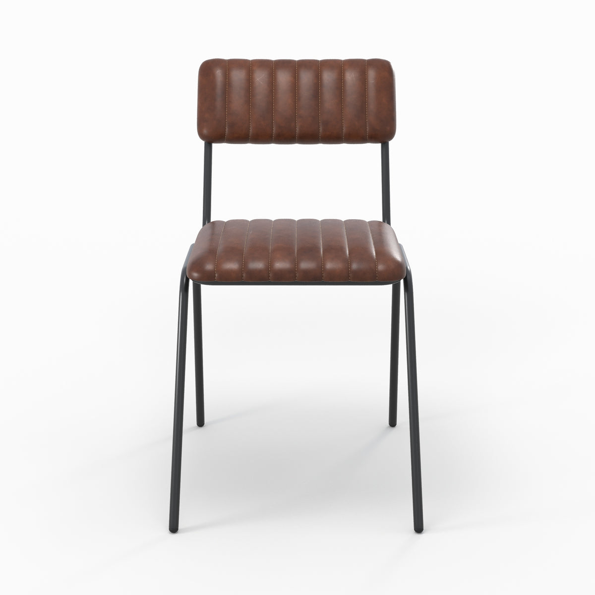 chaise cuir marron lot de 2 arsene pieds noirs
