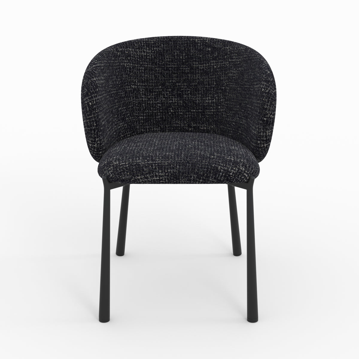 Chaise Danaé tissu texture noir chiné gris vue face