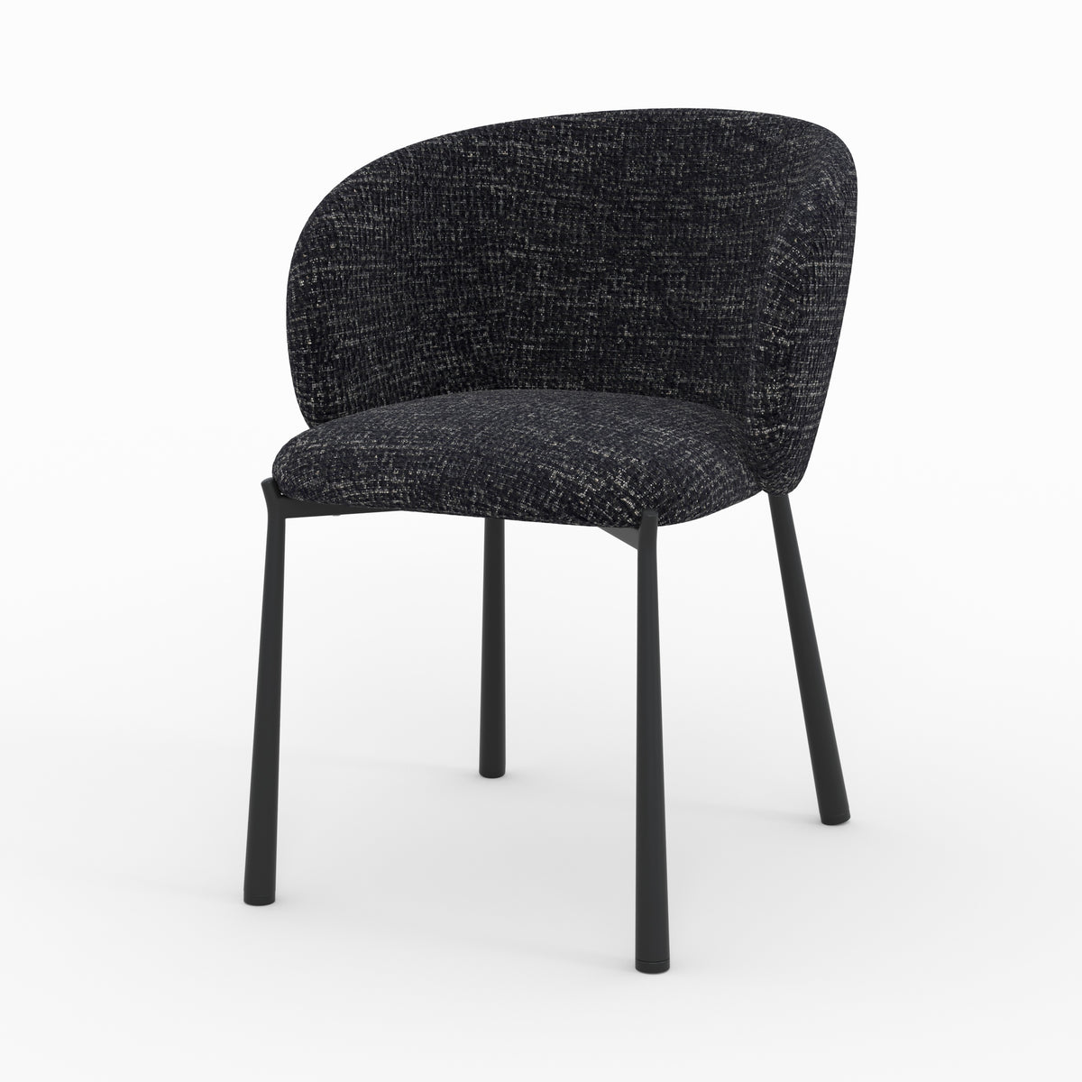 Chaise Danaé tissu texture noir chiné gris vue trois quarts avant
