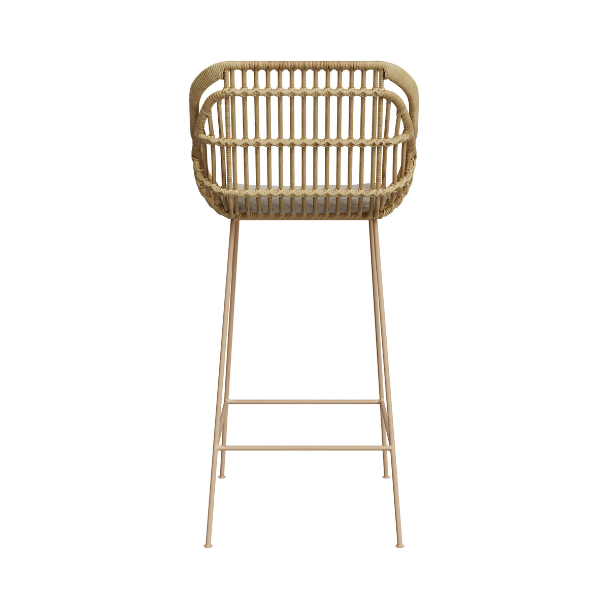 chaise de bar 71 cm chiloe en rotin coussin et pieds beige