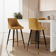 chaise de bar aristote velours jaune curry 77