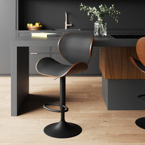 sgabello baudoin 63 84 cm nero schiena in legno