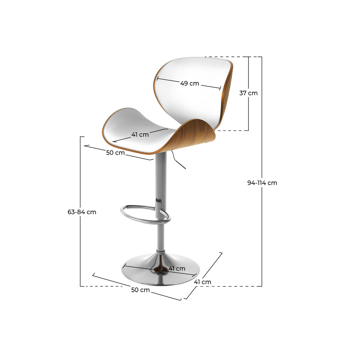 sedia da bar bianca in legno girevole regolabile baudoin 63 84 cm