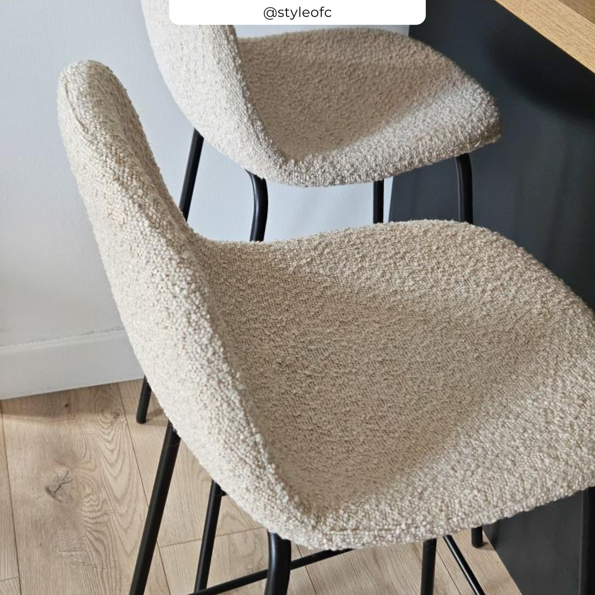 chaise de bar boucle beige lot 2 henri