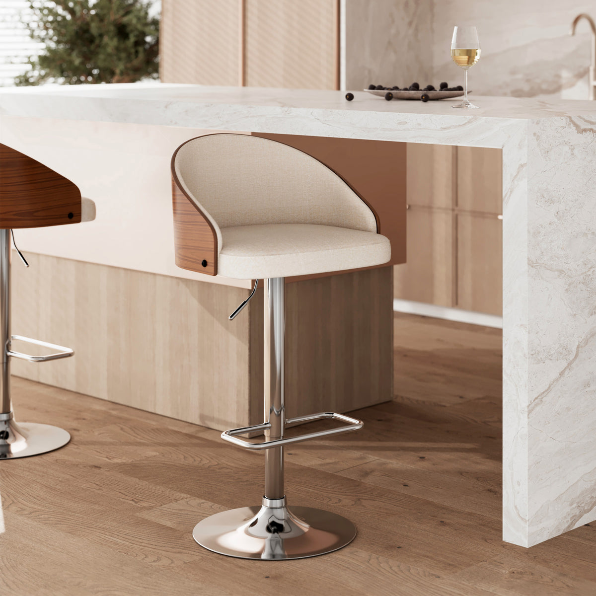 chaise de bar carmelo beige 63 84 cm focus