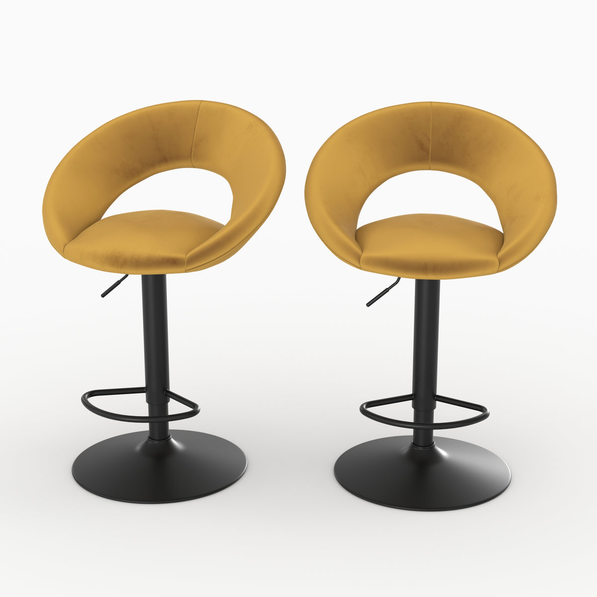 Chaise de bar Cloclo velours curry lot de 2 ambiance – Maison Pavane