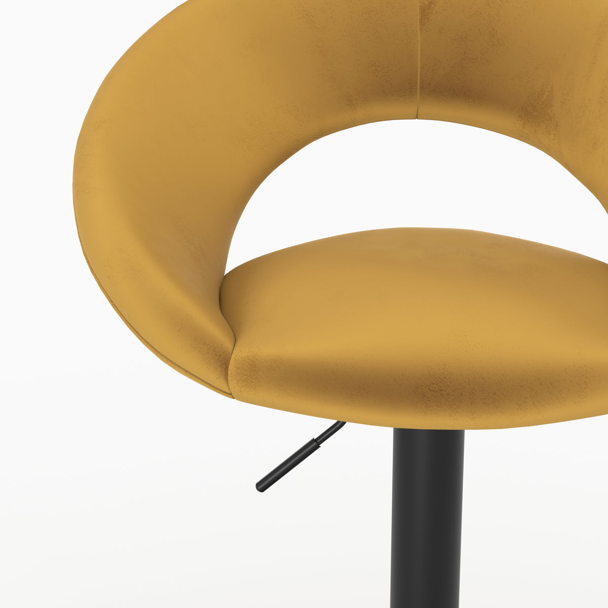 Chaise de bar Cloclo velours jaune curry détail assise velours – Maison Pavane