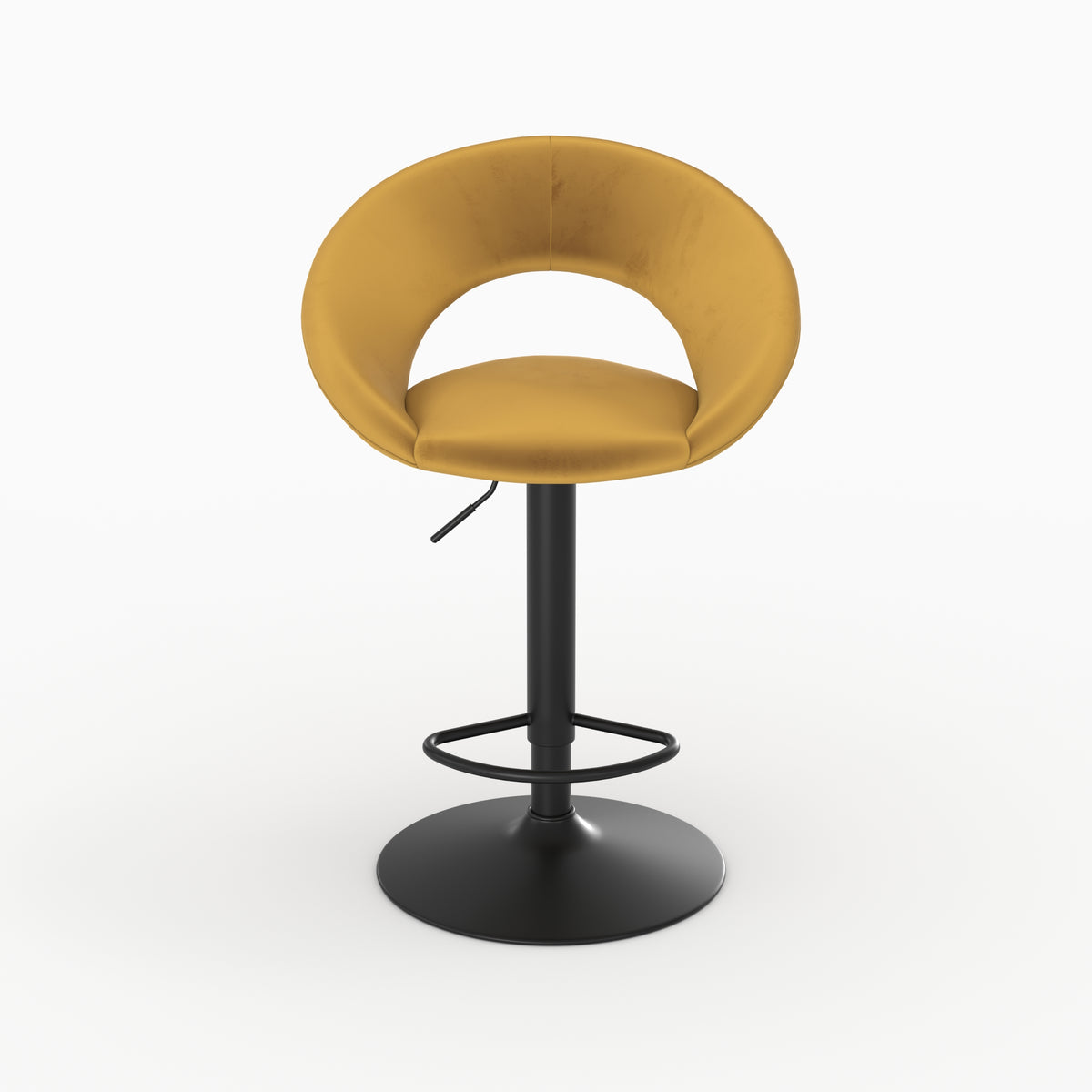 Chaise de bar Cloclo velours jaune curry vue face – Maison Pavane