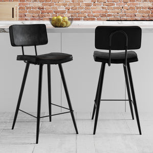 chaise de bar cuir texas noire lot de 2