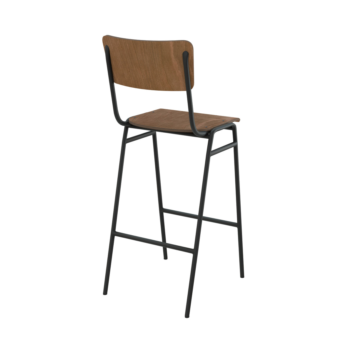 Chaise de bar écolier bois foncé pieds métal Clem 75 cm – Maison Pavane
