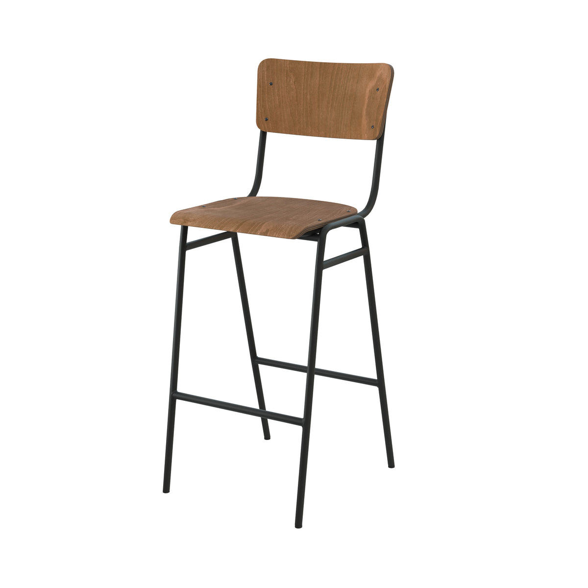 Chaise de bar écolier Clem bois foncé pieds métal 75 cm – Maison Pavane