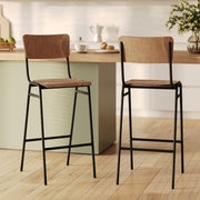 Chaise de bar écolier pieds métal noir et bois – Maison Pavane
