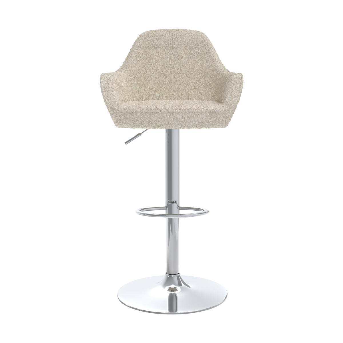 chaise de bar effet laine bouclette blanc casse pied metal