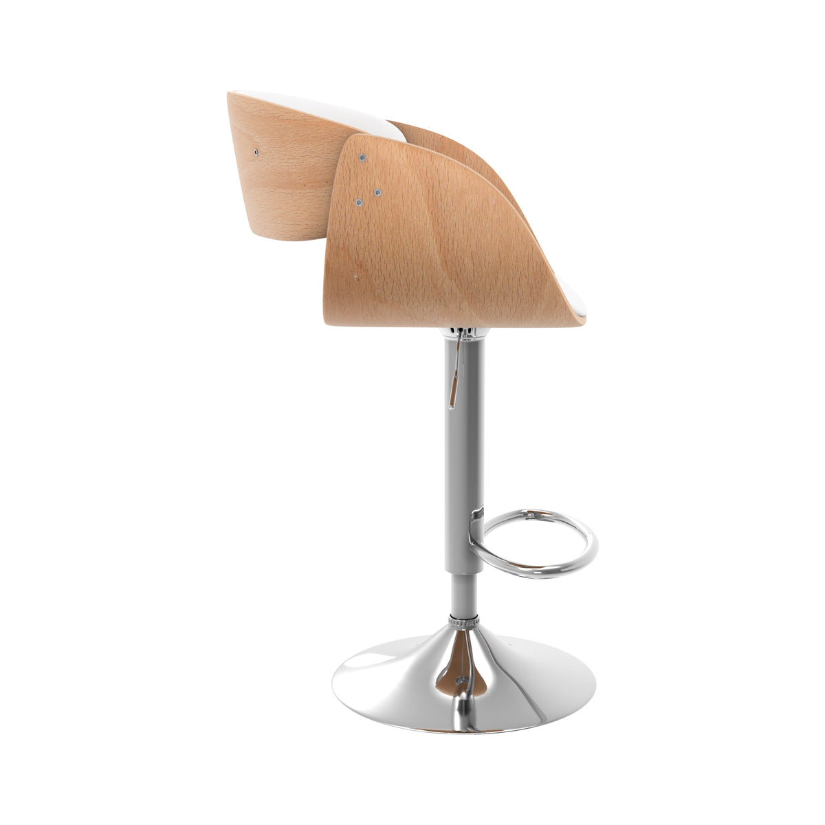chaise de bar en bois clair et pu blanc