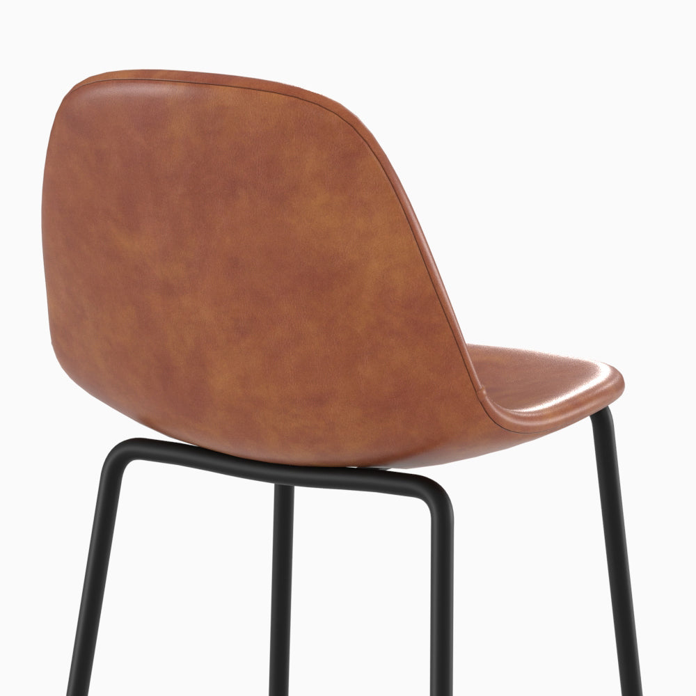 chaise de bar en cuir synthetique camel henrik 65 cm