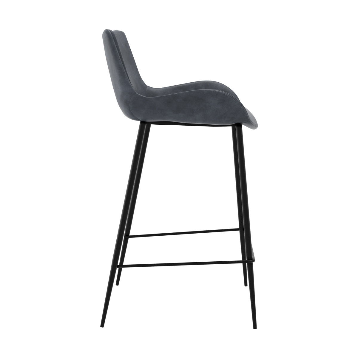 chaise de bar en cuir synthetique gris fonce pirata