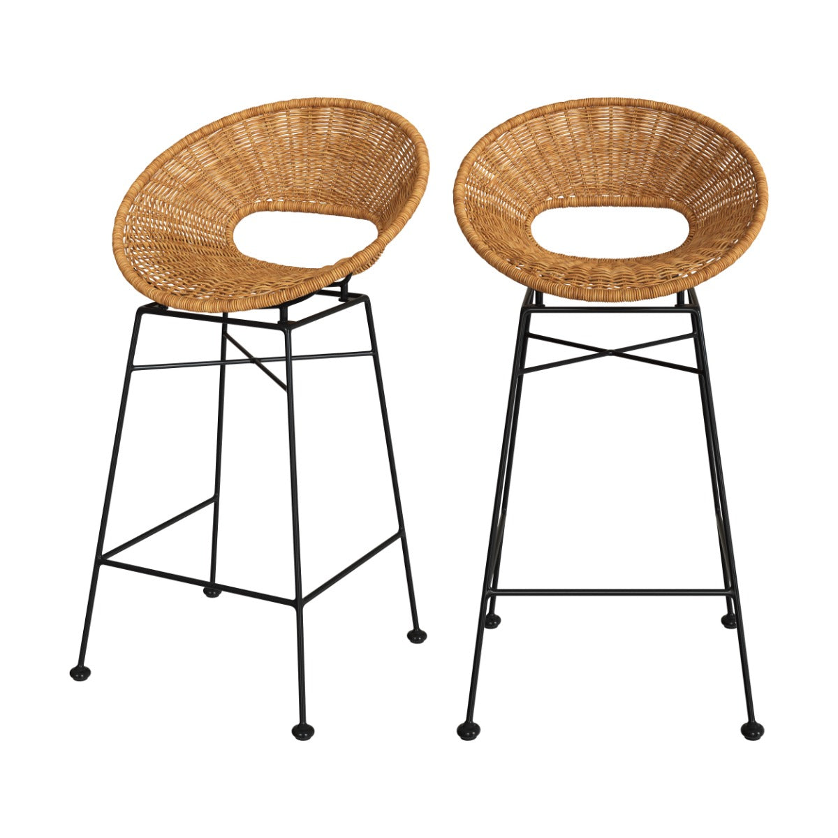 chaise de bar en retin tresse et pieds en metal 65 cm rava