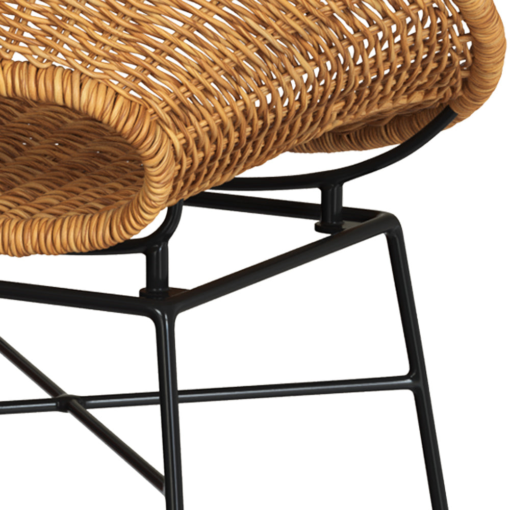 set di 2 sedie da bar in rattan intrecciato con gambe in metallo rava