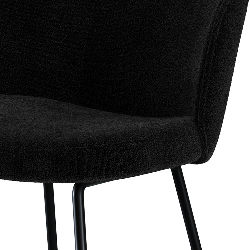 chaise de bar en tissu boucle noir et pieds en metal lot de 2 groom