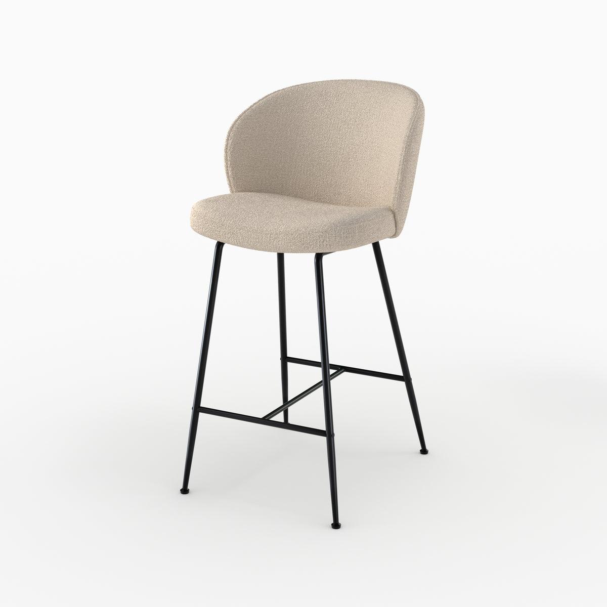 chaise de bar groom en tissu boucle beige 66 cm