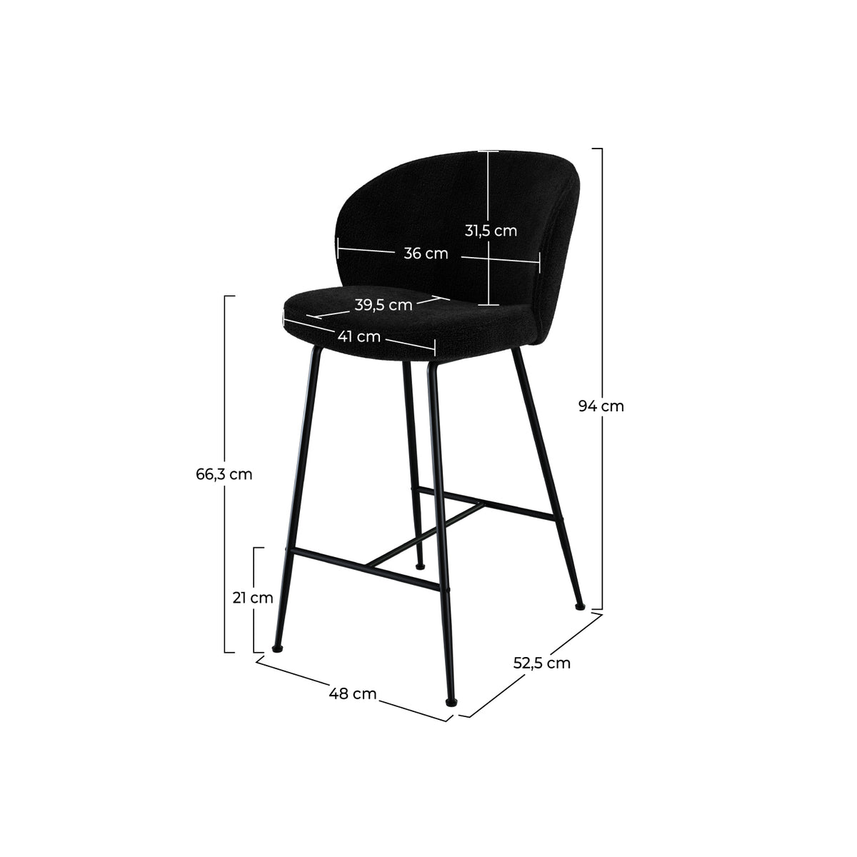 chaise de bar groom en tissu boucle noir rdv deco