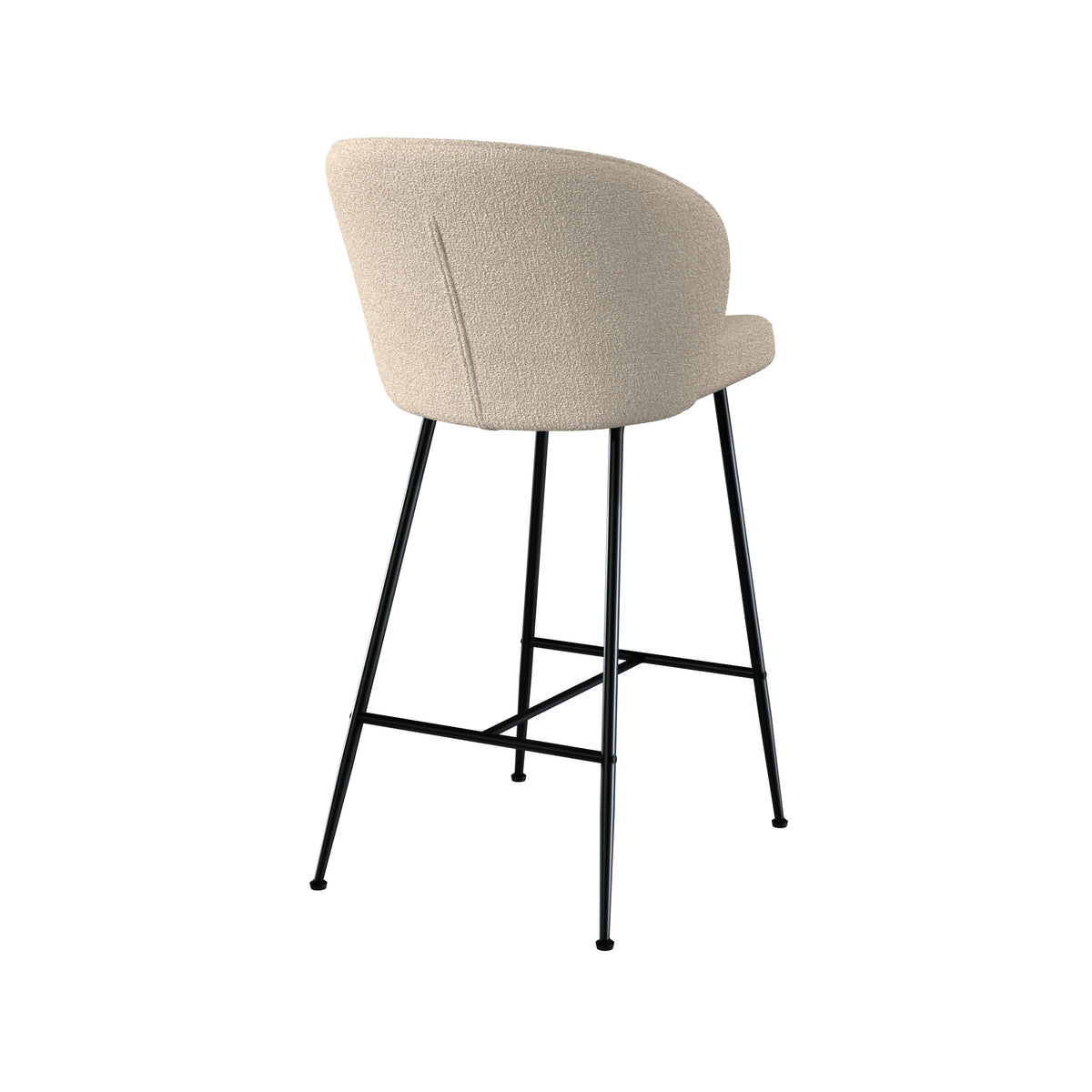 chaise de bar groom tissu boucle beige pieds metal noir 66 cm lot de 2