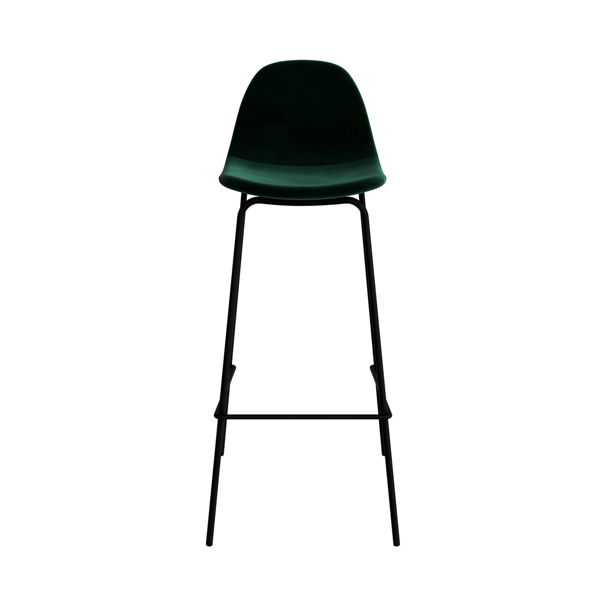 chaise de bar henrik pieds metal noir velours vert 75cm
                            