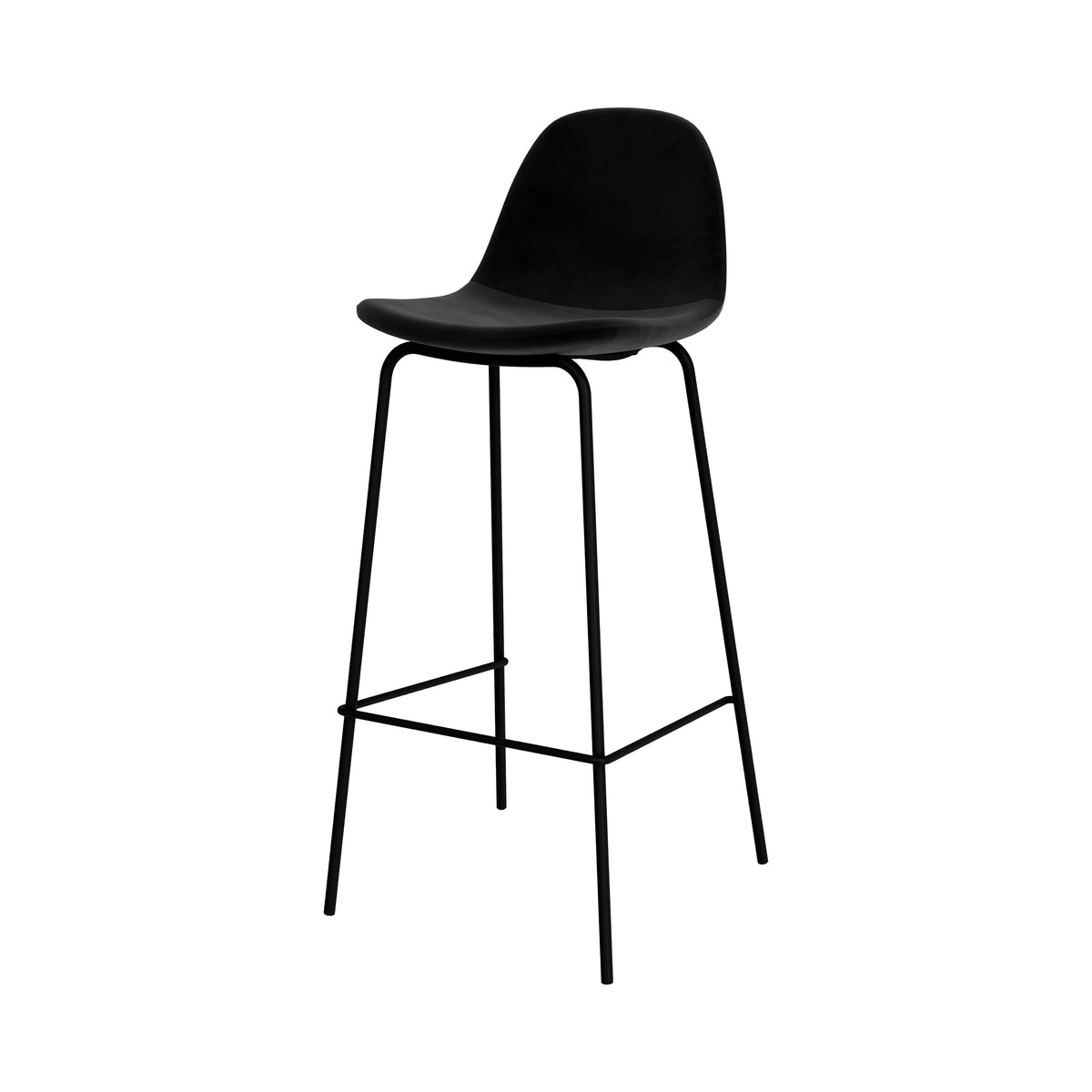 chaise de bar henrik velours pieds metal noir 75cm
                            