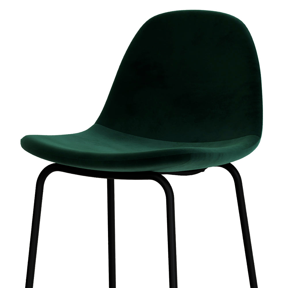 chaise de bar 75cm henrik velours pieds metal noir
                            