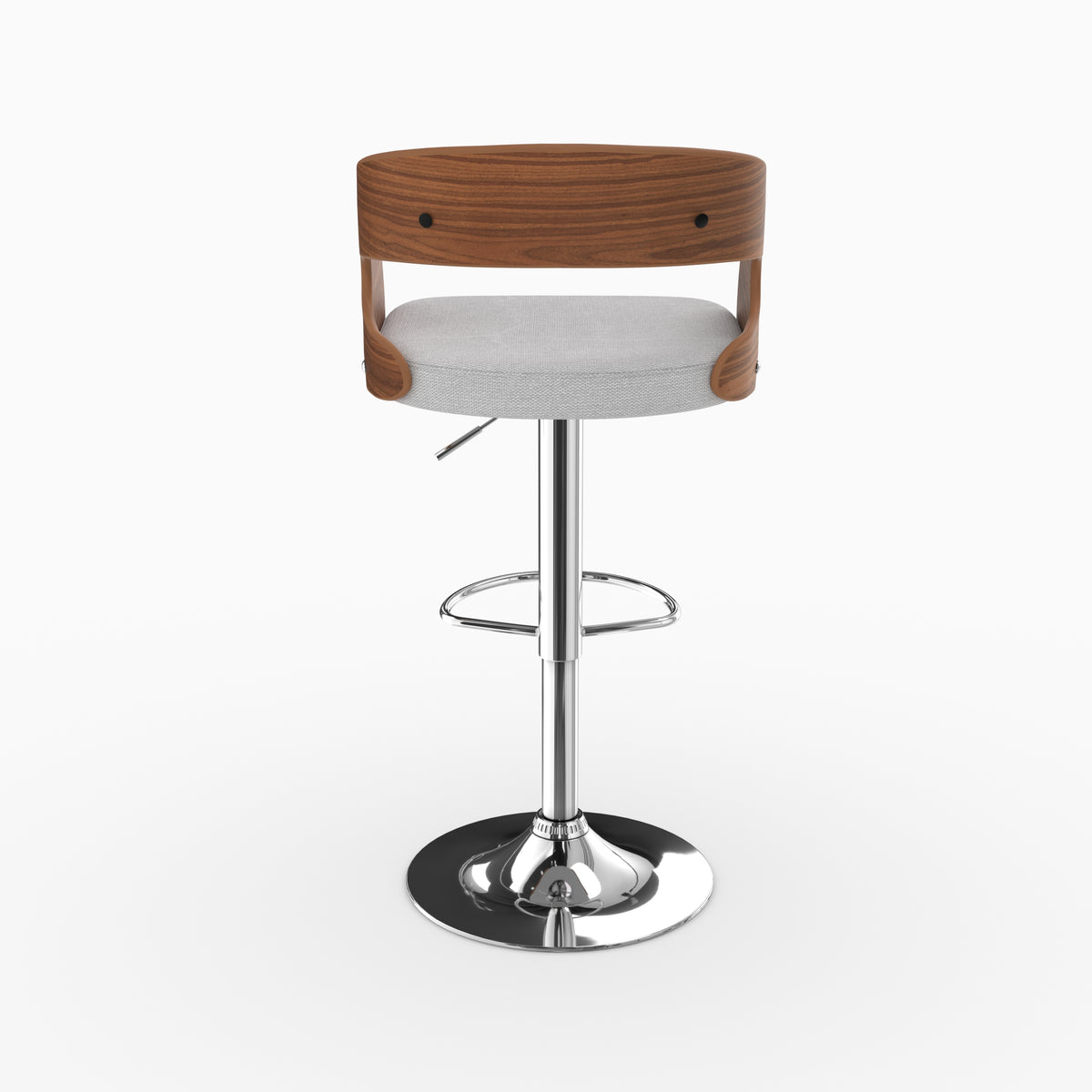 Chaise de bar Louis coque bois courbé noyer gris clair dos – Maison Pavane
