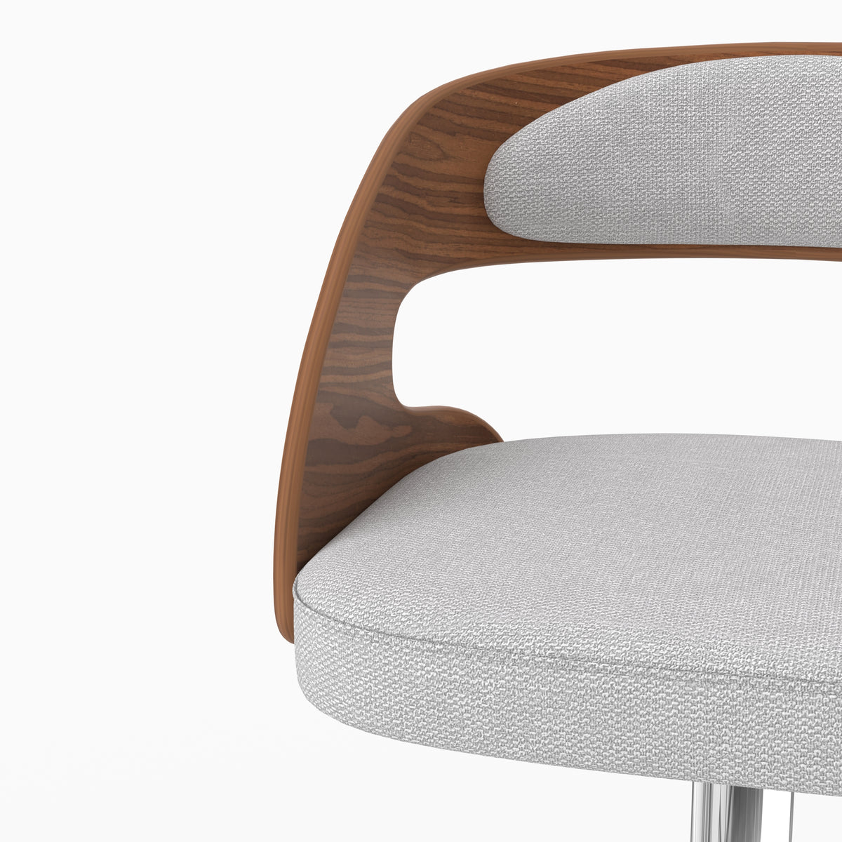 Chaise de bar Louis vintage bois courbé noyer gris clair détail coque – Maison Pavane