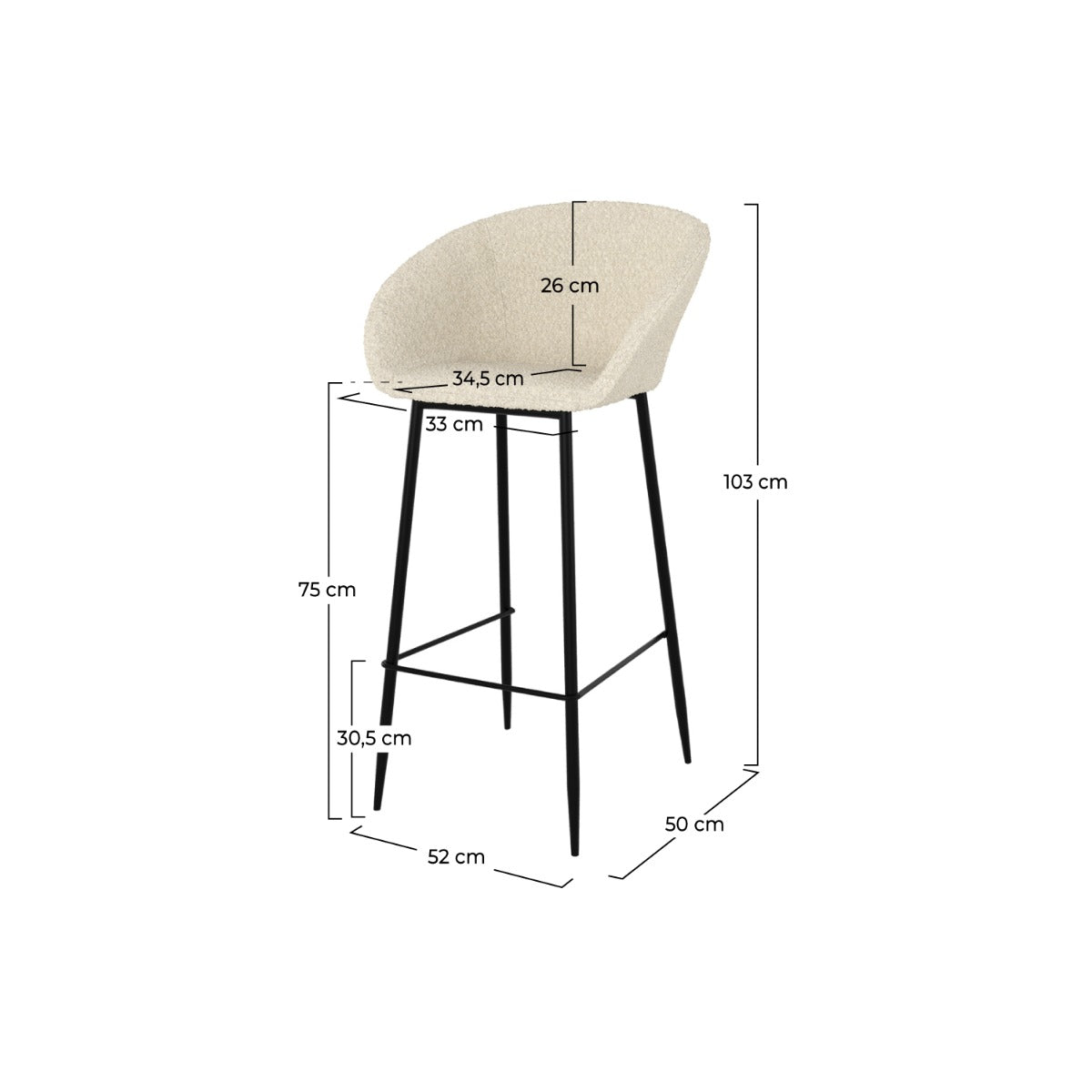 chaise de bar marquise blanche lot de 2