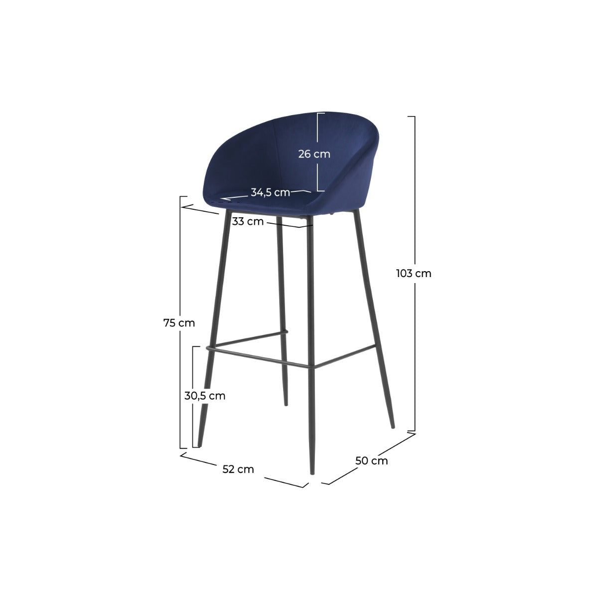 chaise de bar marquise bleue lot de 2