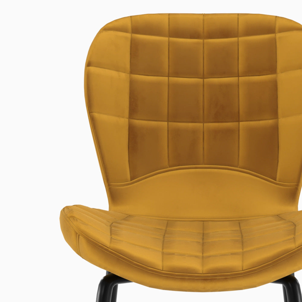 chaise de bar mazzia velours jaune curry matelasse