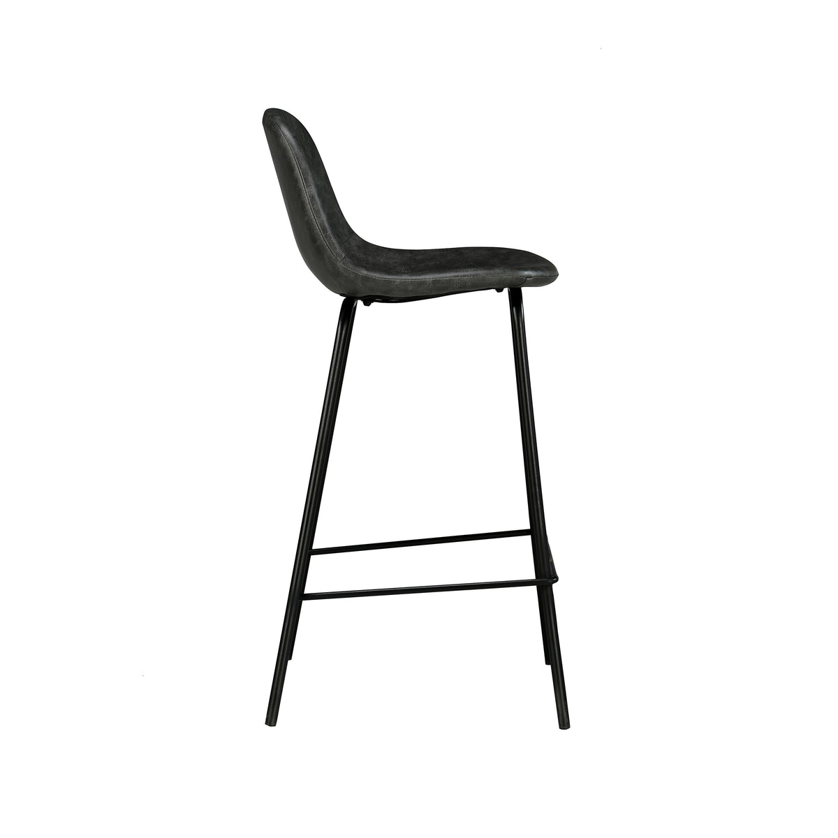 chaise de bar mi hauteur 65 cm henrik vendue a l unite cuir synthetique gris noir