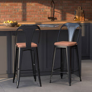 chaise de bar mi hauteur charly noire et marron metal