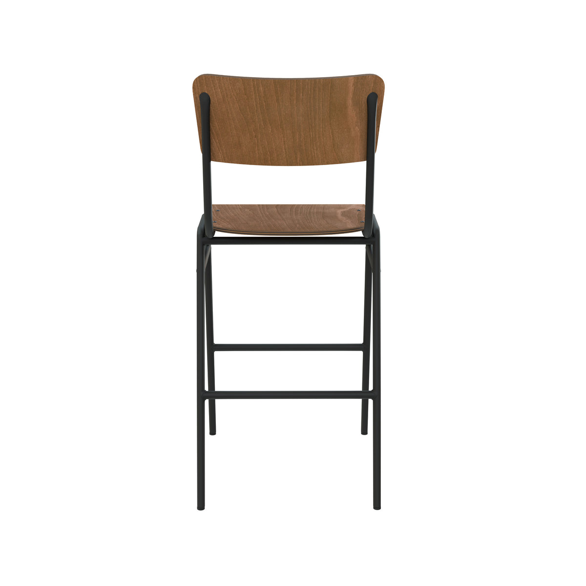 Chaise de bar mi-hauteur Clem dossier bois foncé vue dos – Maison Pavane