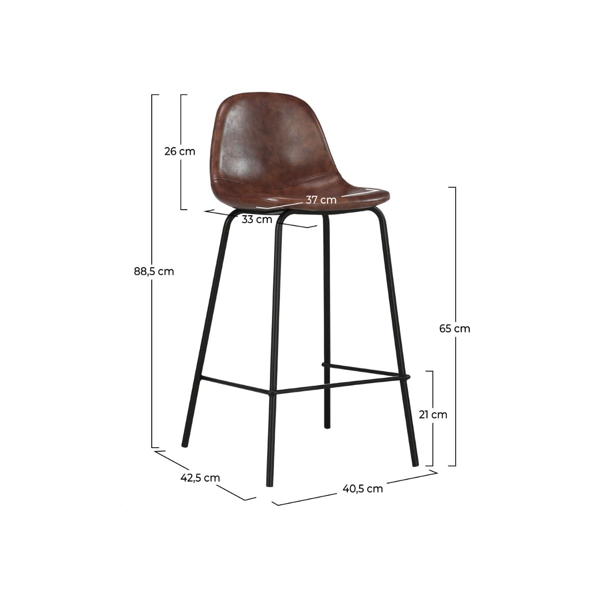 sgabello bar mezz'altezza henrik marrone 65 cm