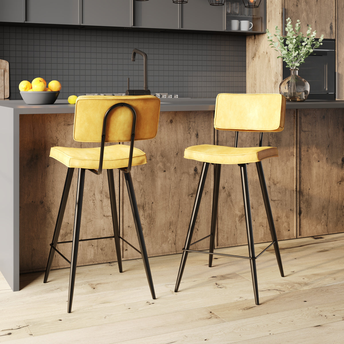 chaise de bar mi hauteur jaune 65 cm texas