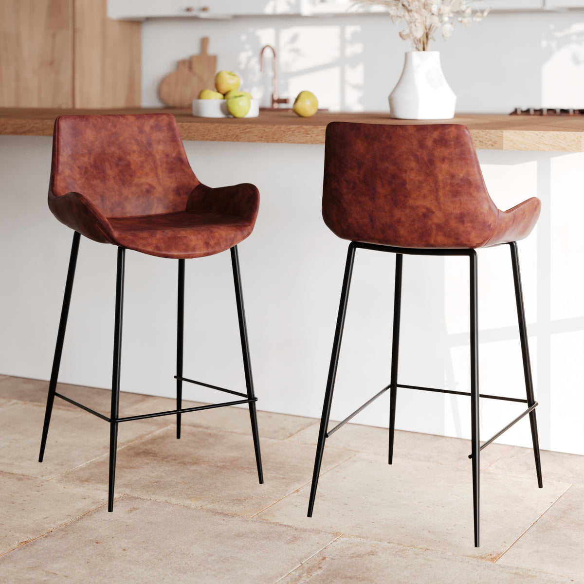 chaise de bar mi hauteur marron 65 cm lot de 2 pirata
