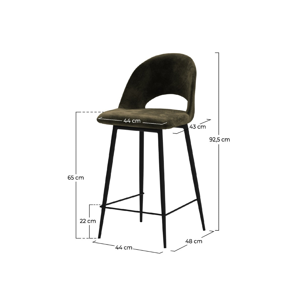 sedia da bar a metà altezza penelope verde 65 cm