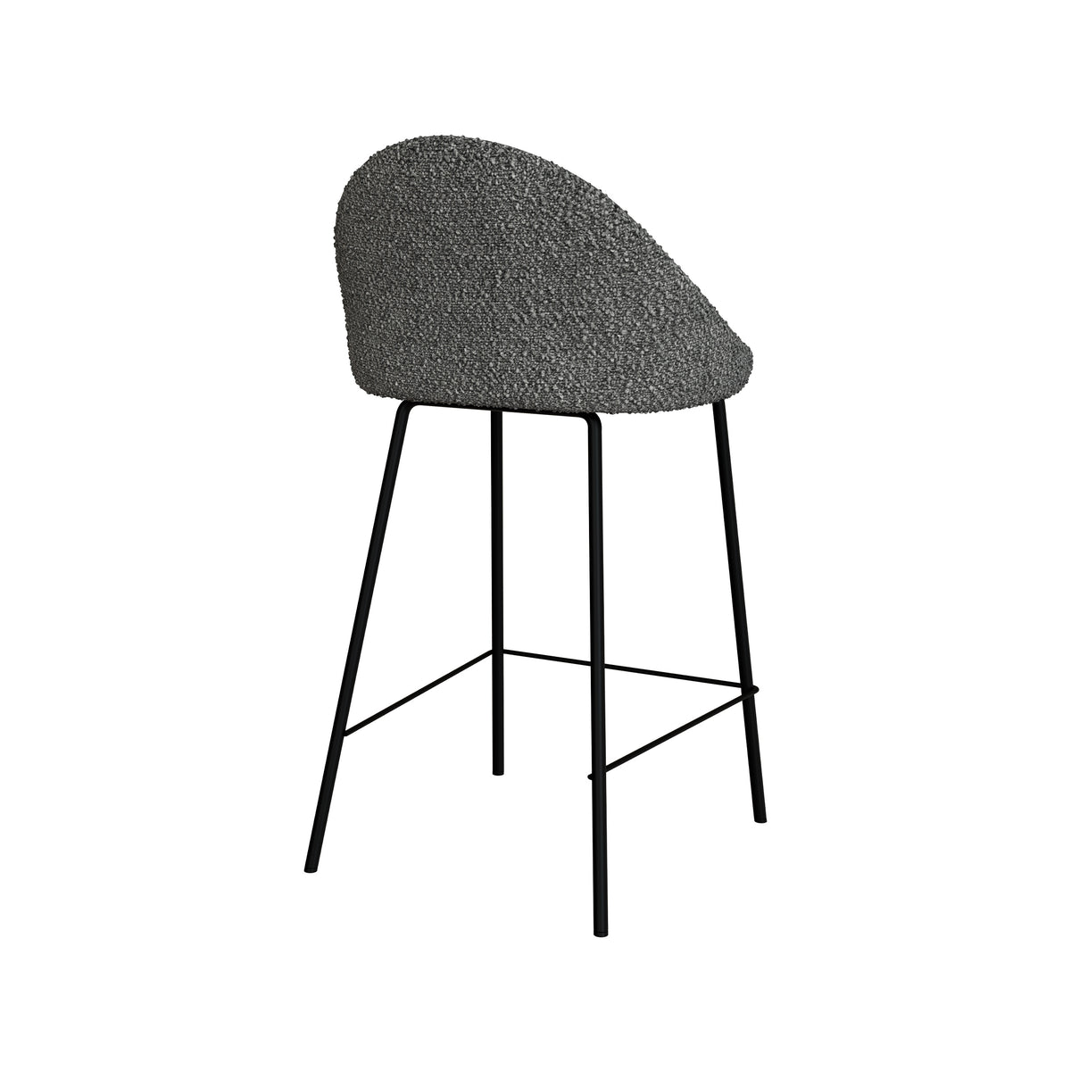 chaise de bar pieds metal noir tissu gris
                            