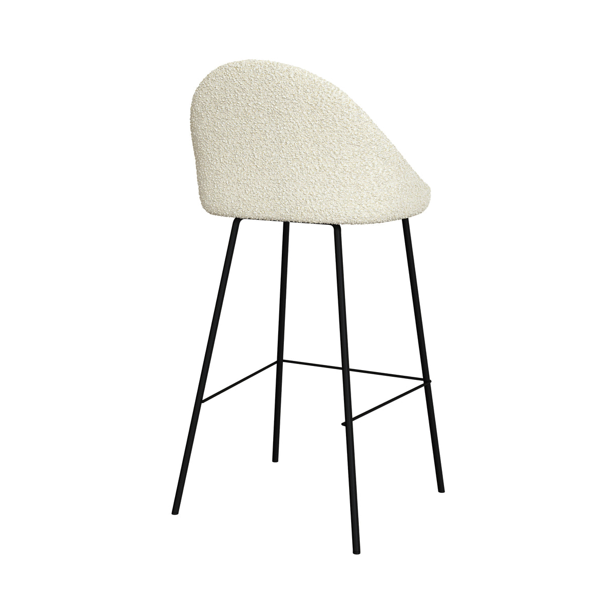 chaise de bar pieds metal et assise blanche en bouclette misty_1