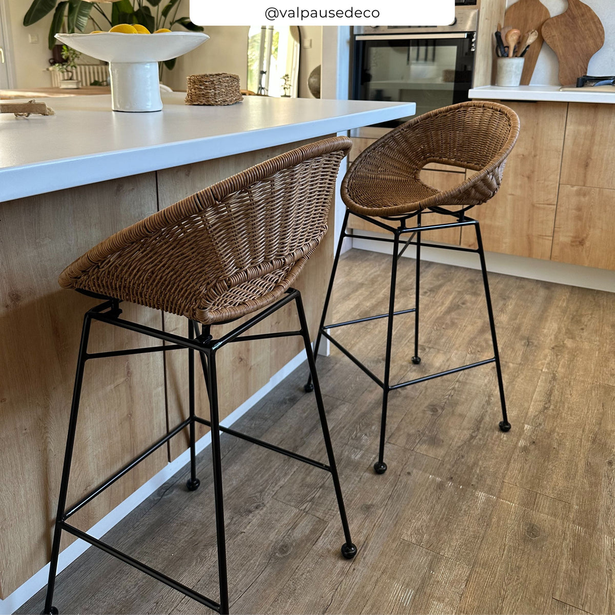 sedia da bar rava indoor e outdoor resina naturale set di 2