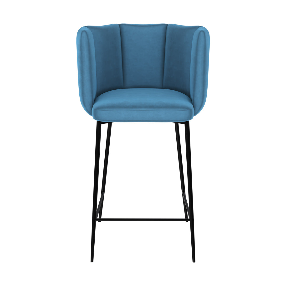 chaise de bar rosy en lot de 2 en velours bleu